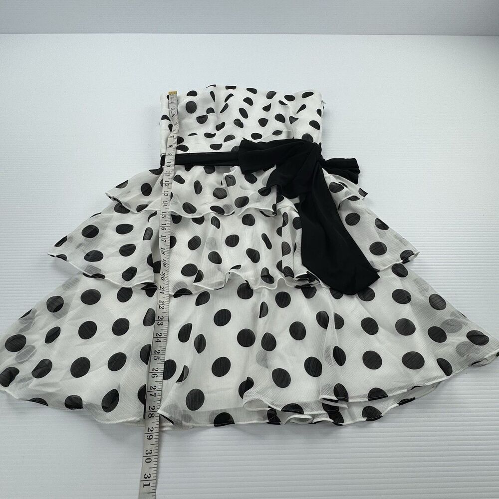 White House Black Market Polka Dot Strapless Dress Womens 8 Tiered Ruffle - Picture 10 of 10